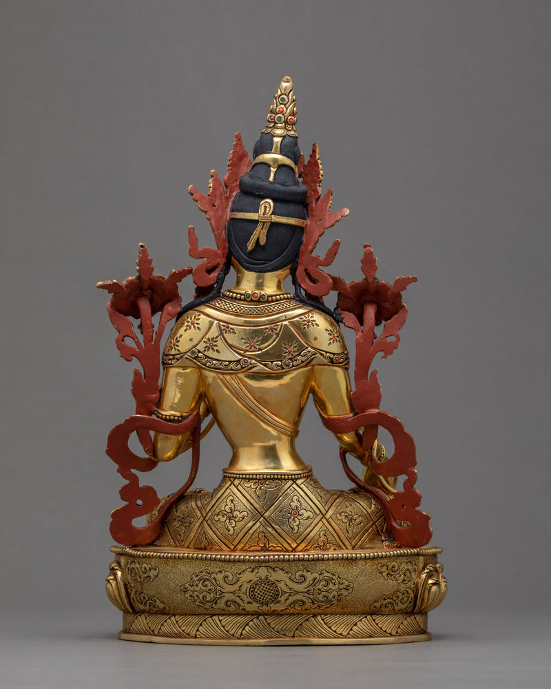 White Tara Goddess Statue | Originally Gold Gilded Buddhist Art