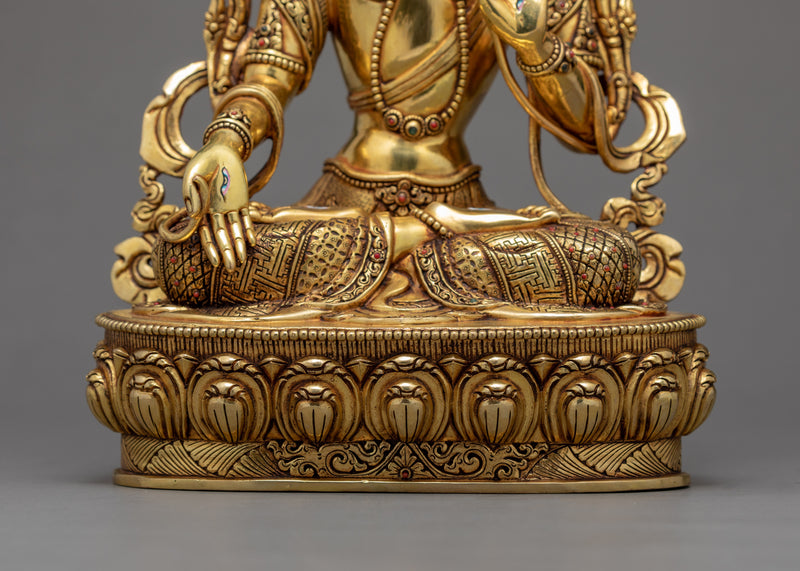 White Tara Goddess Statue | Originally Gold Gilded Buddhist Art
