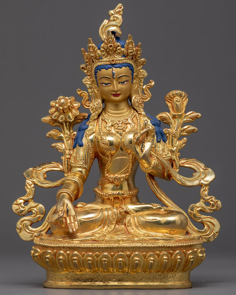 White Tara Gold Sculpture