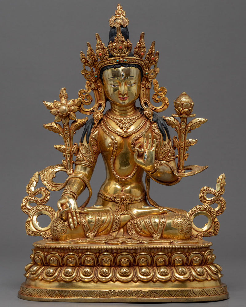 White Tara Gold Statue