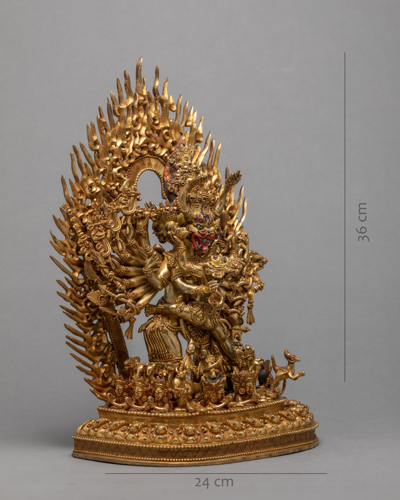 Yamantaka Statue | Buddhist Wrathful Deity | Exquisite Gold Statue