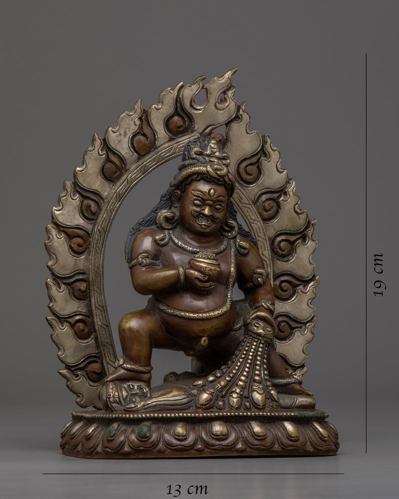 Black Dzambhala Statue | Buddhist Oxidized Copper Statue Traditionally Handmade