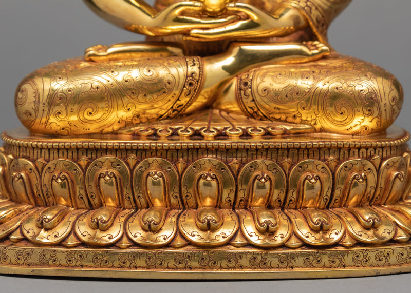Amitabha Buddha Statue, Purely Hand Carved in 24K Gold Buddha Statue