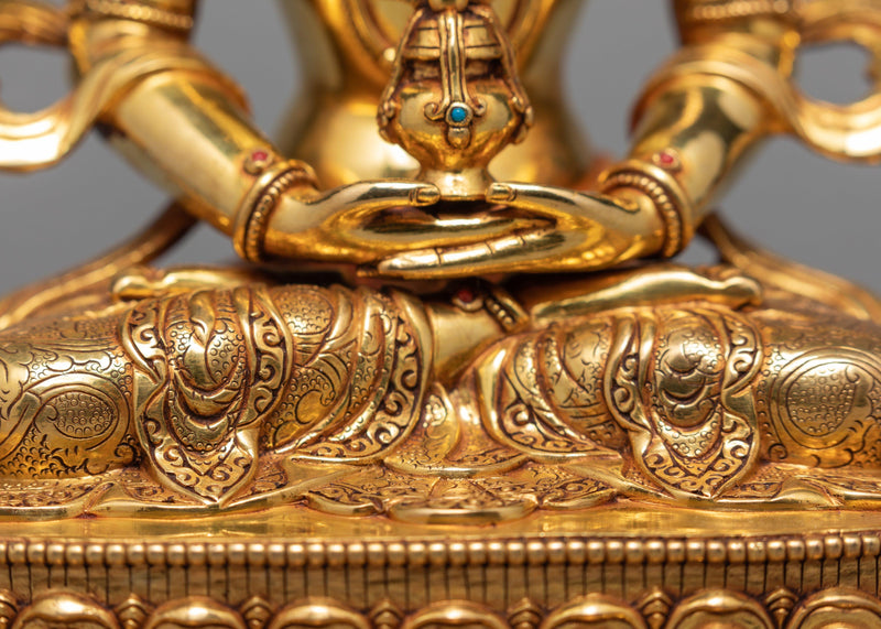 Amitayus Buddha, 24K Gold Gilded Amitayus Statue, Traditional Buddhist Art