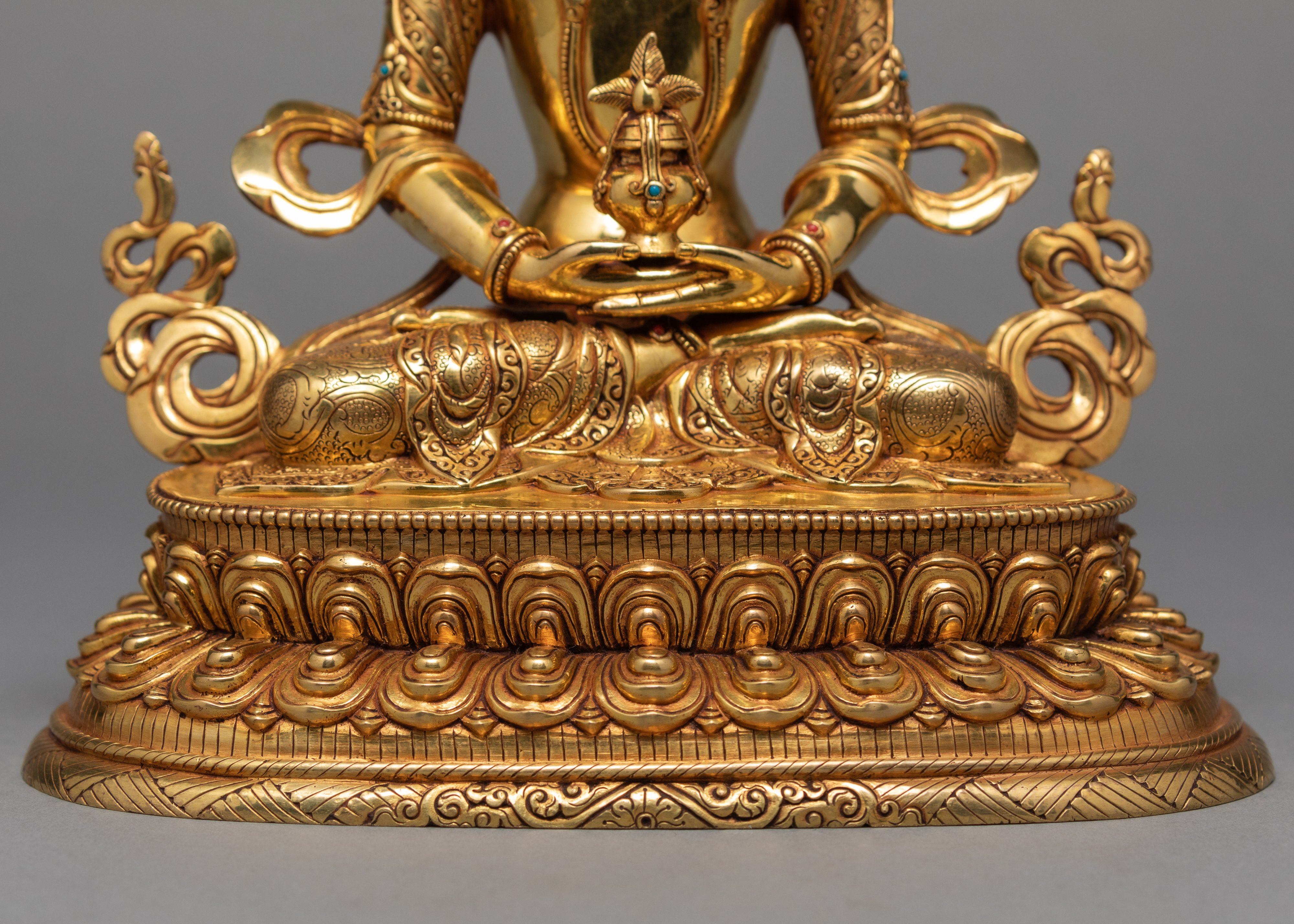 Amitayus Buddha, 24K Gold Gilded Amitayus Statue, Traditional Buddhist Art