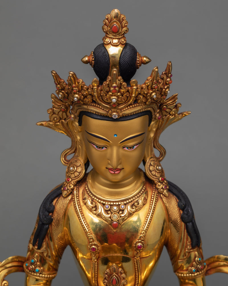 Amitayus Buddha, 24K Gold Gilded Buddha Statue, Hand carved Statue