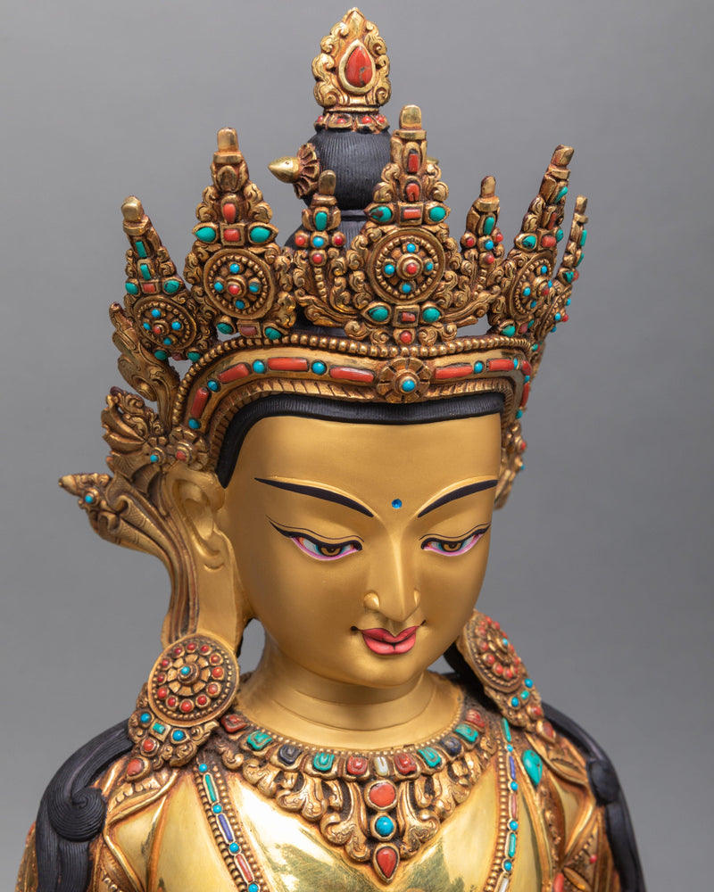 Tibetan Amitayus Buddha Statue | Beautifully Hand Carved Sculpture