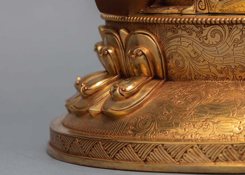 Beautiful Amitayus Buddha Statue, Gilded in Pure 24K Gold