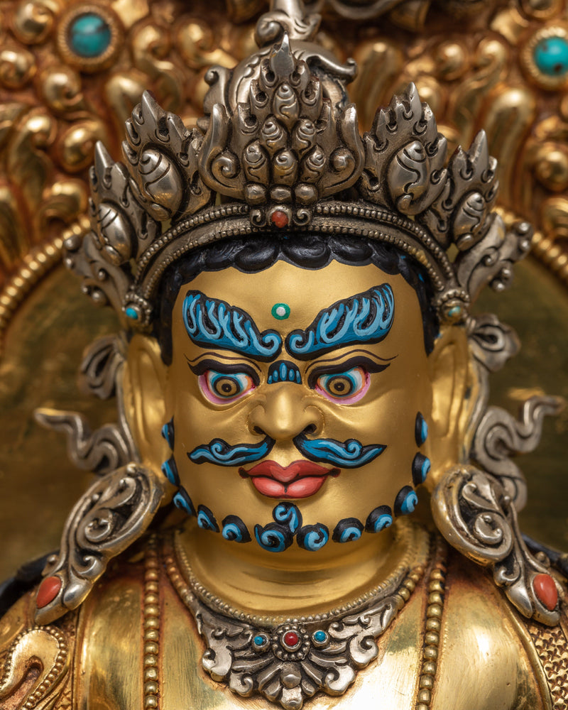Bodhisattva Yellow Jambhala | Traditionally Hand Carved Gold Gilded Dzambhala Statue