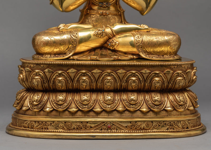 Chenrezig Statue| Bodhisattva Avalokiteshvara Statue| Hand-Carved Gold Gilded Statue