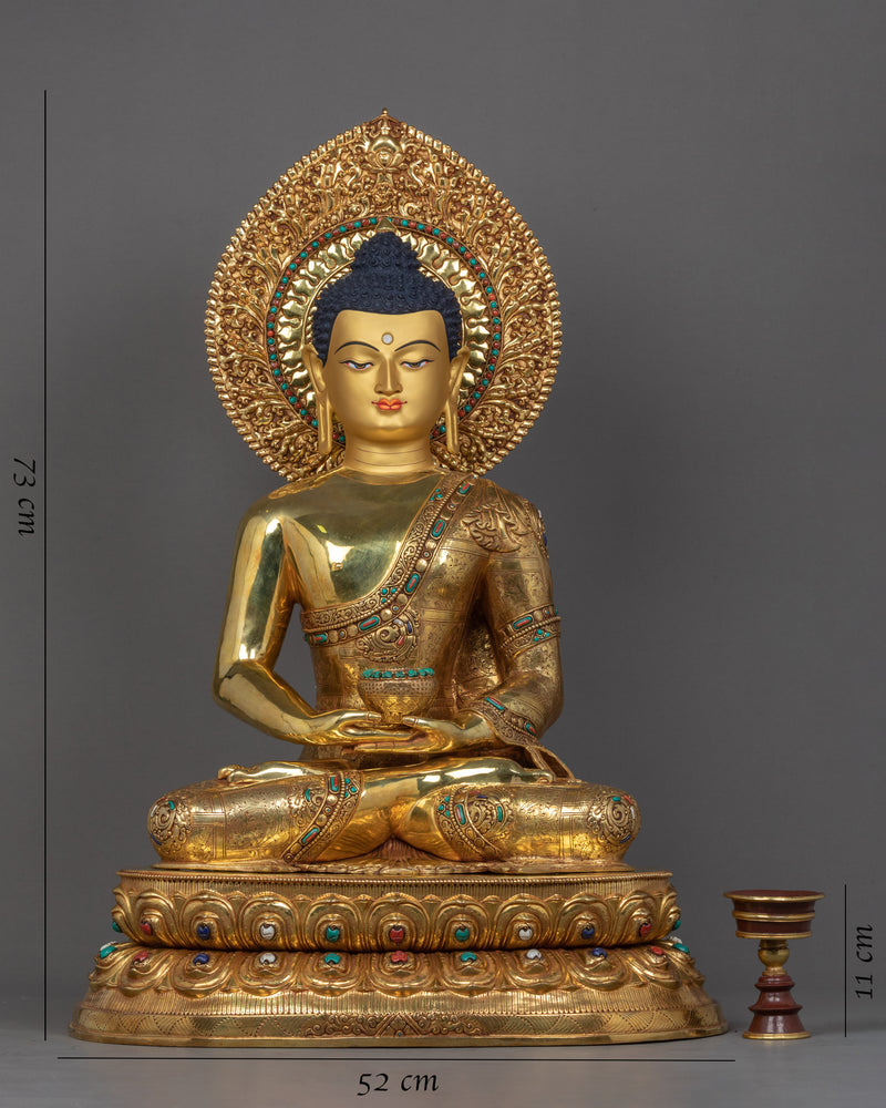 Amitabha Buddha Gold Statue | Traditionally Hand-Carved Buddhist Art