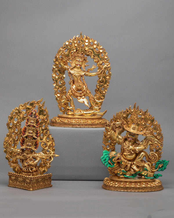 Ekajati, Rahula and Dorje Lekpa Statue