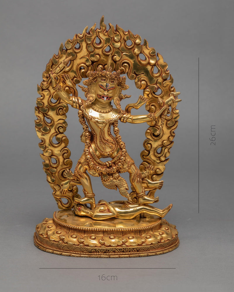 Ekajati, Rahula and Dorje Lekpa Statue | Hand Carved Statue Set | 24K Pure Gold Gilded Statue