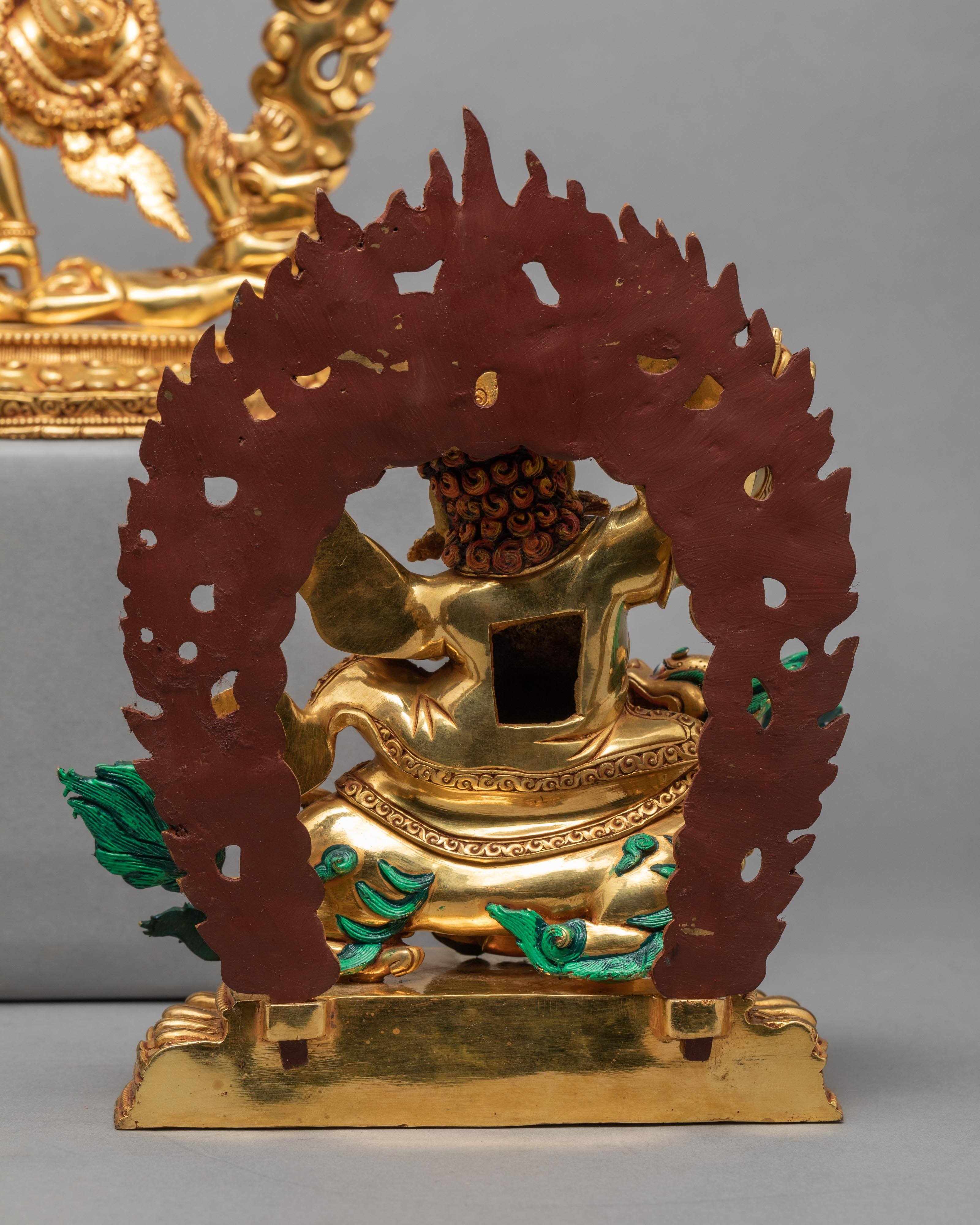 Ekajati, Rahula and Dorje Lekpa Statue | Hand Carved Statue Set | 24K Pure Gold Gilded Statue