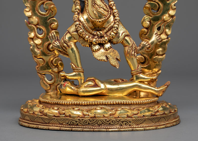 Ekajati Blue Tara | Traditional Hand Carved Statue | Gold Plated Tibetan Statue