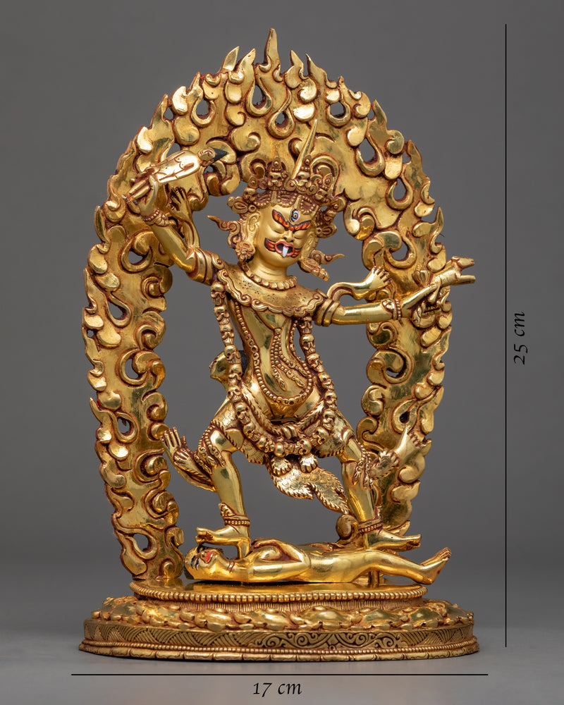 Ekajati Blue Tara | Traditional Hand Carved Statue | Gold Plated Tibetan Statue