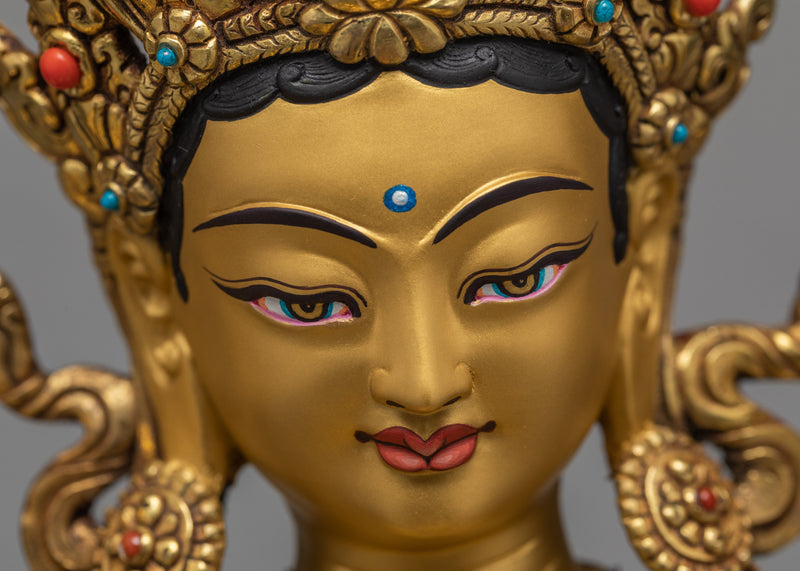 Green Tara Statue | Beautifully Hand-carved Mother Tara Statue | Traditional Himalayan Buddhist Art