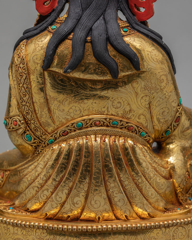 Guru Padmasambhava, Guru Rinpoche Statue, 24K Gold Gilded Traditional Buddhist Art