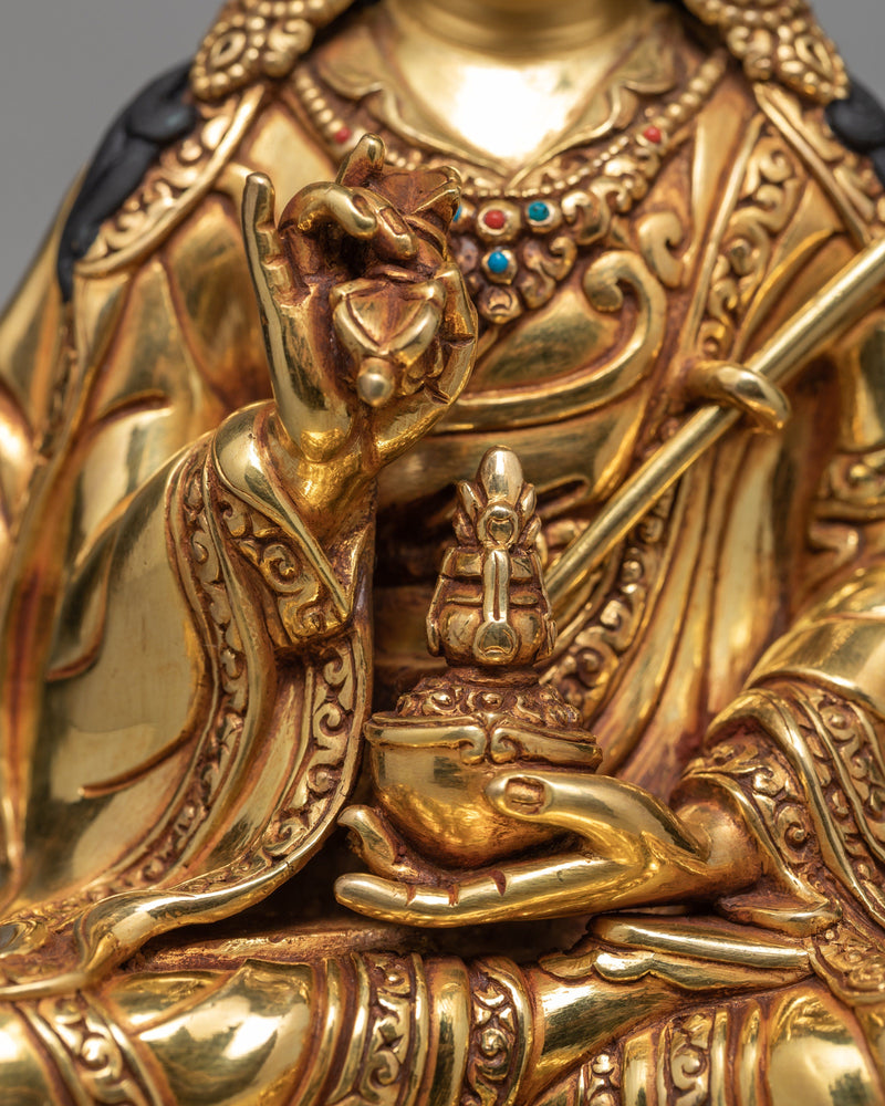 Guru Padmasambhava Statue, 24K Gold Plated Statue of Guru Rinpoche