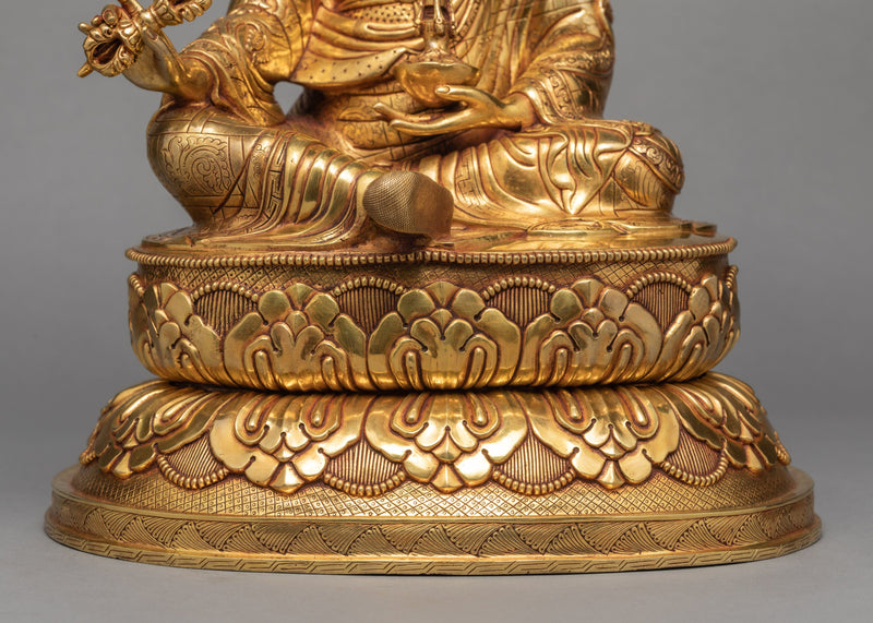 Guru Rinpoche Statue, Guru Padmasambhava, 24K Gold Gilded Guru Statue