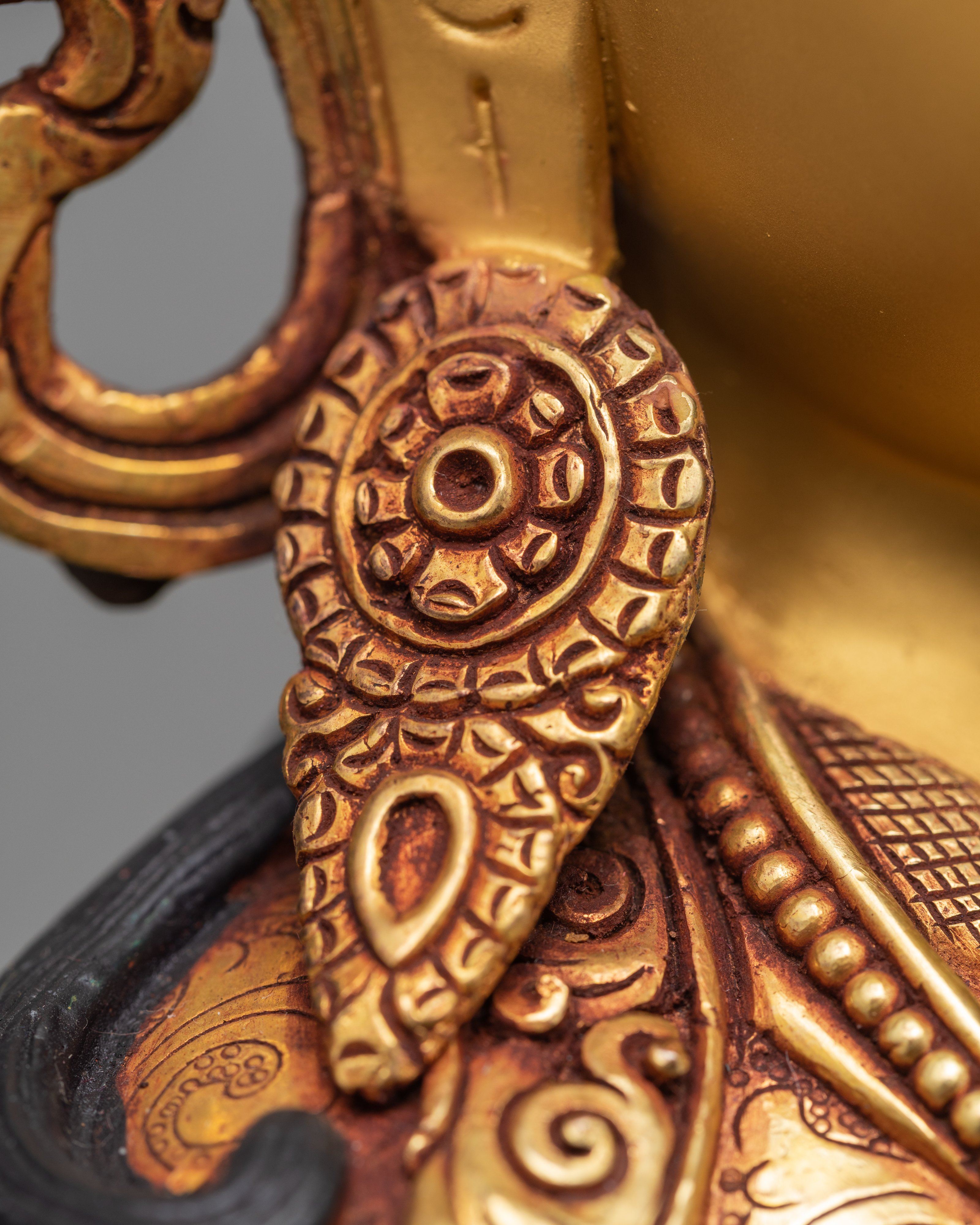Guru Rinpoche Statue, Hand-made Guru Padmasambhava Statue, 24K Gold Plated