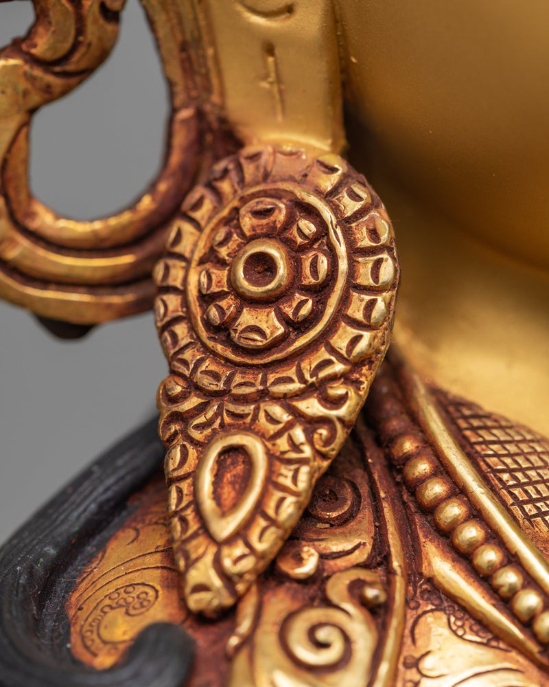 Guru Rinpoche Statue, Hand-made Guru Padmasambhava Statue, 24K Gold Plated