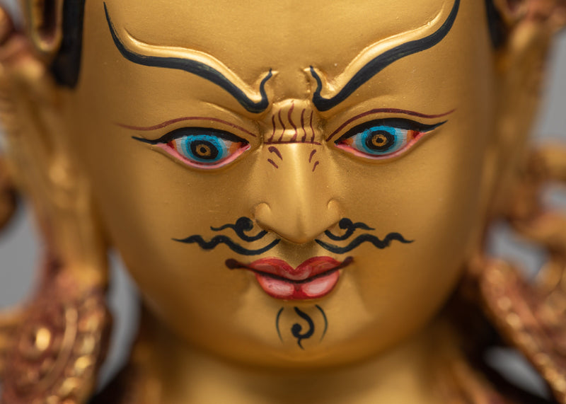 Guru Rinpoche Statue, Hand-made Guru Padmasambhava Statue, 24K Gold Plated