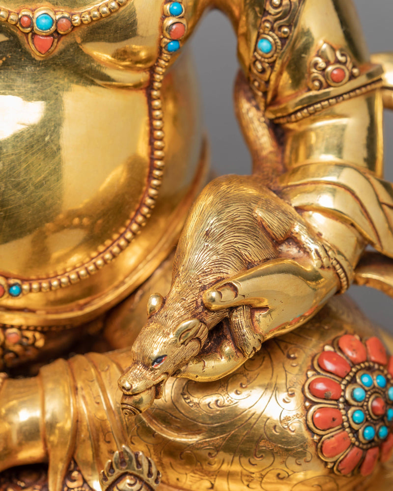 Jambala Statue | Purely 24k Gold Gilded Statue | Bodhisattva Yellow Dzambala