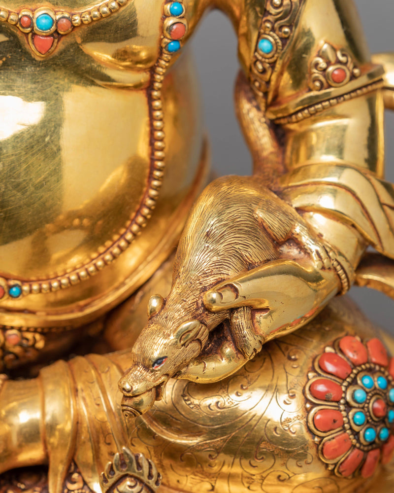 Jambala Statue | Purely 24k Gold Gilded Statue | Bodhisattva Yellow Dzambala