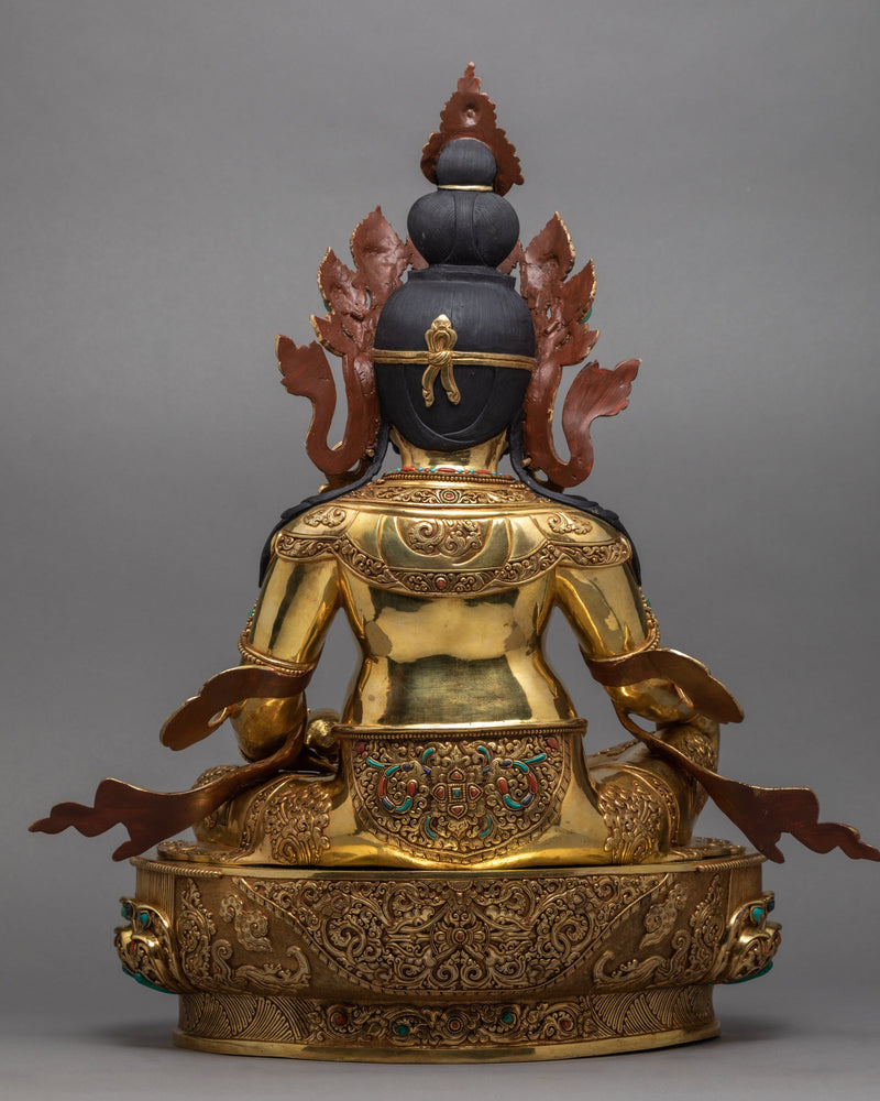 Jambhala Statue | Bodhisattva Yellow Dzambhala | Purely 24 k Gold Gilded Statue