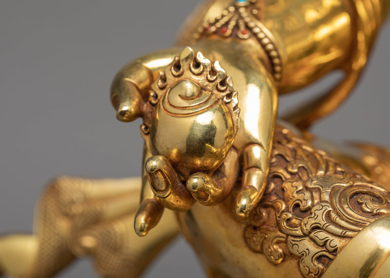 Jambhala Statue | Bodhisattva Yellow Dzambhala | Purely 24 k Gold Gilded Statue