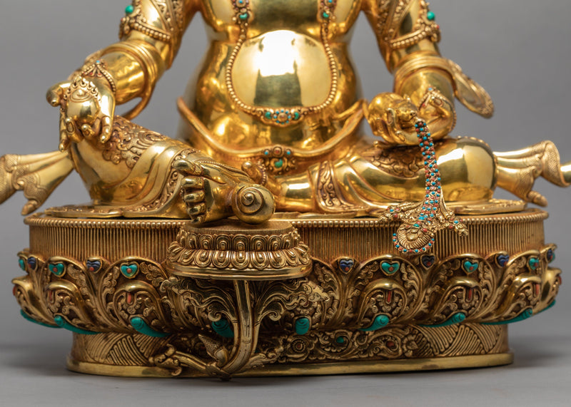 Jambhala Statue | Bodhisattva Yellow Dzambhala | Purely 24 k Gold Gilded Statue