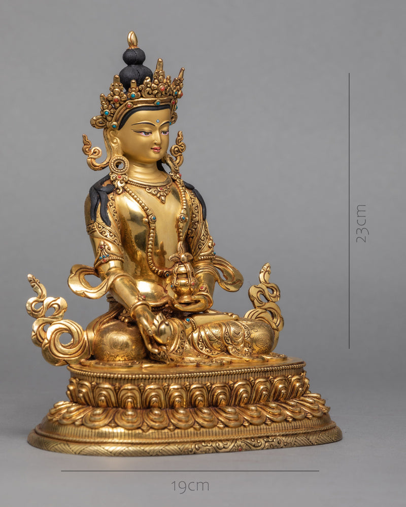 Ksitigarbha Statue | Hand Carved Bodhisattva Ksitigarbha Statue | 24K Pure Gold Gilded