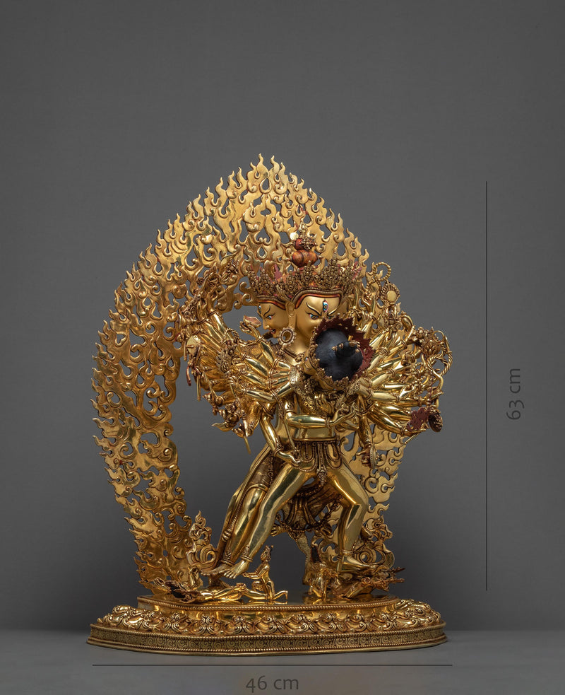 Kalachakra Statue | Traditional Yab-Yum, 24K Gold Sculpture Art of Nepal