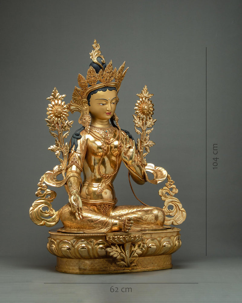 Tara Green Goddess Statue | Traditional Art of Himalayan Buddhism