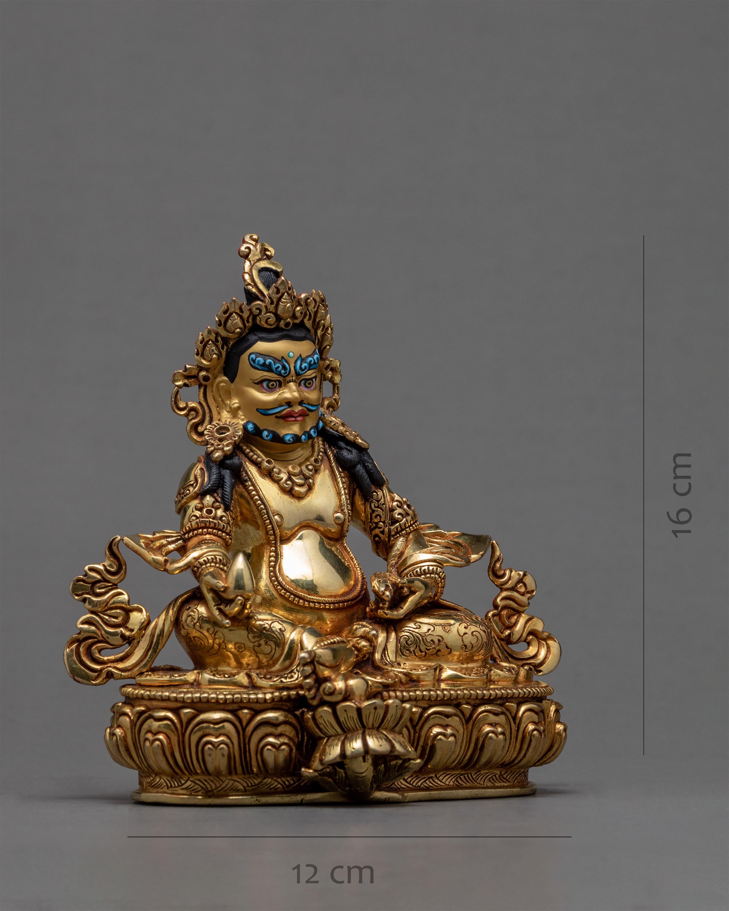 Dzambhala Statue | Deity of Wealth | 24k Gold Gilded Sculpture