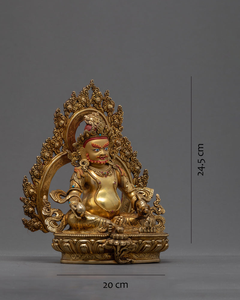 Yellow Dzambhala Statue | Gold Gilded Sculpture | Wealth Deity