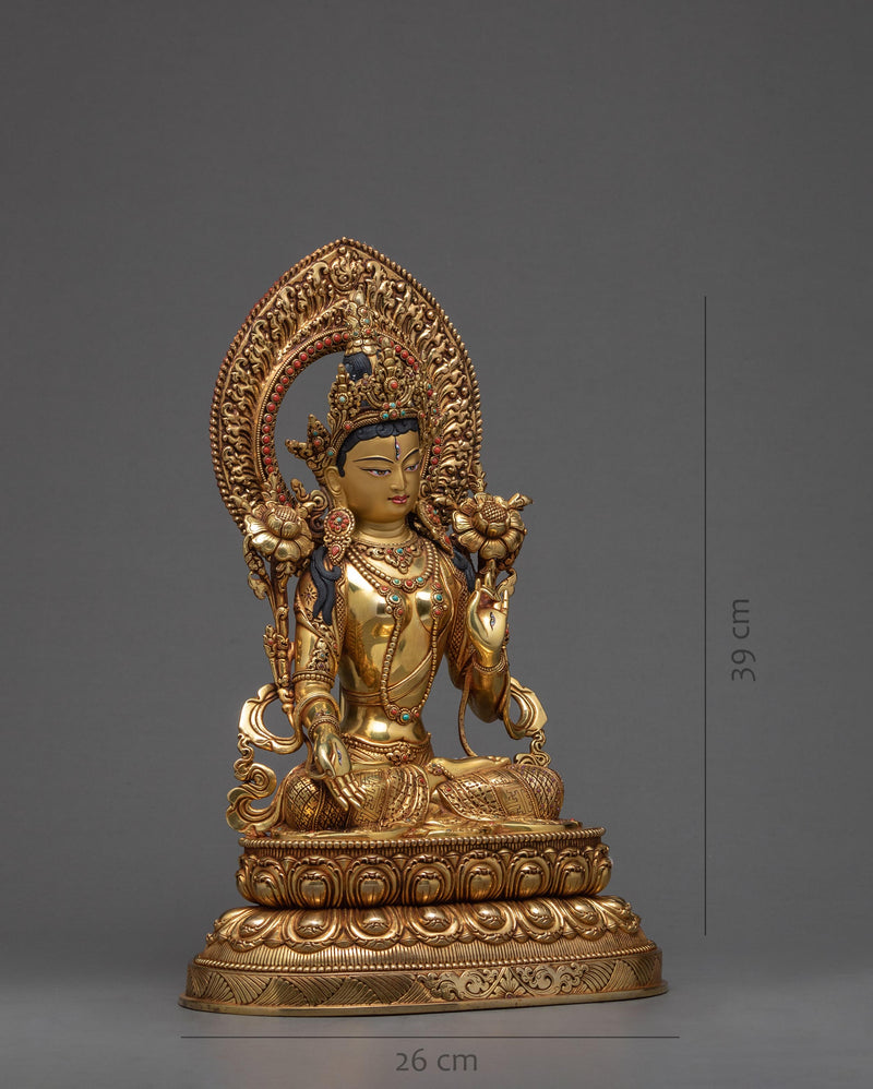 Medium White Tara Statue | Deity of Compassion