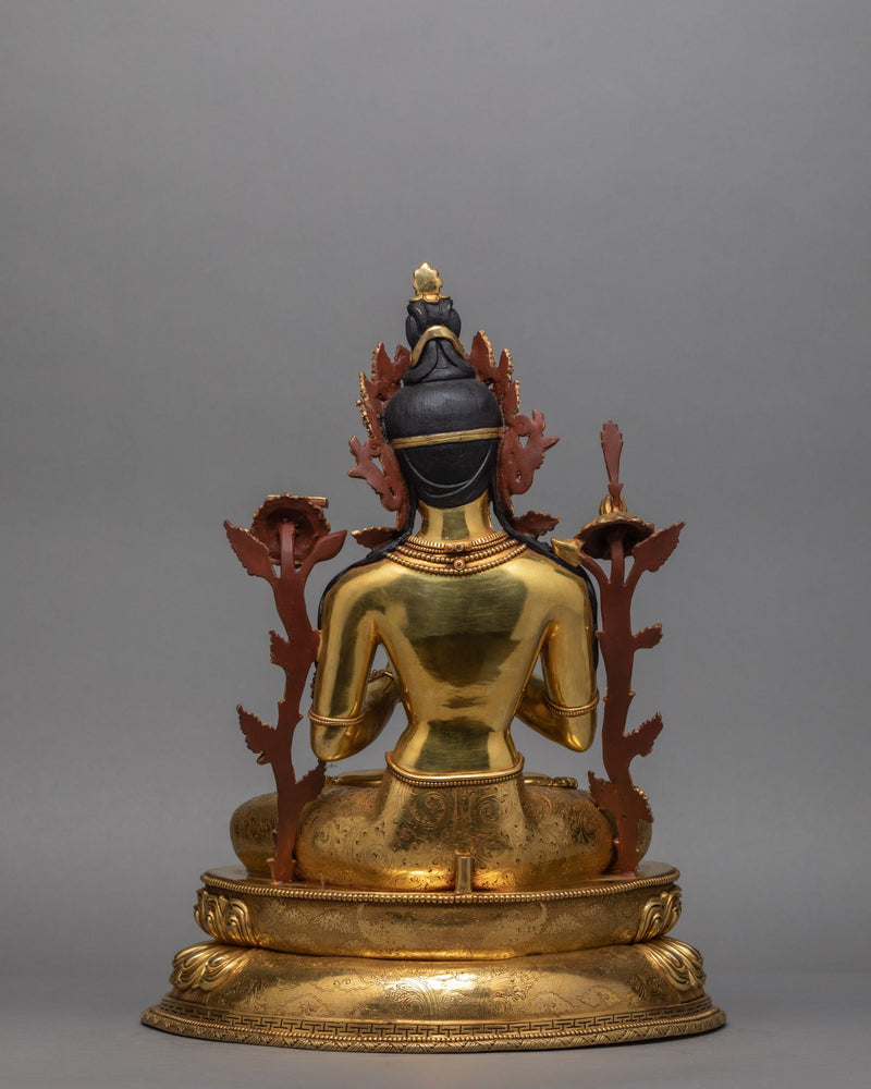 Manjushri Buddha Statue | 24K Gold Gilded Hand-carved Bodhisattva Statue