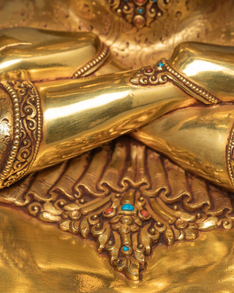 Manjushri Buddha Statue | 24K Gold Gilded Hand-carved Bodhisattva Statue
