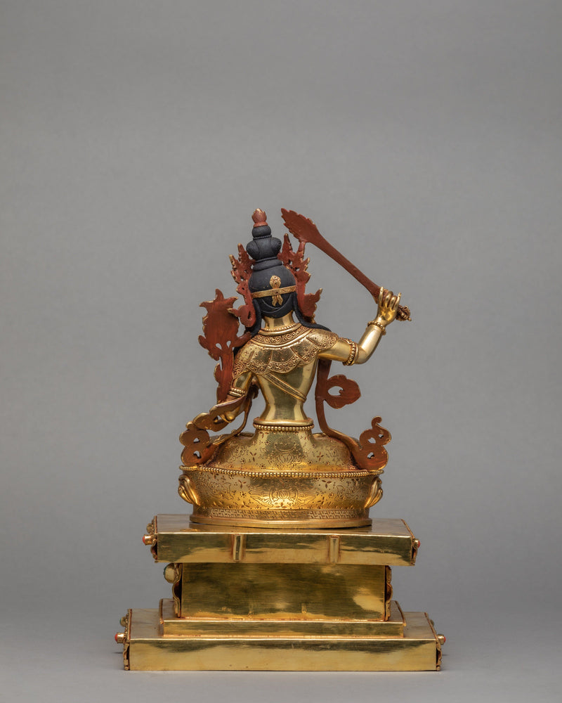 Manjushri in Throne | Manjushree Statue | 24K Gold Gilded Statue | Himalayan Art