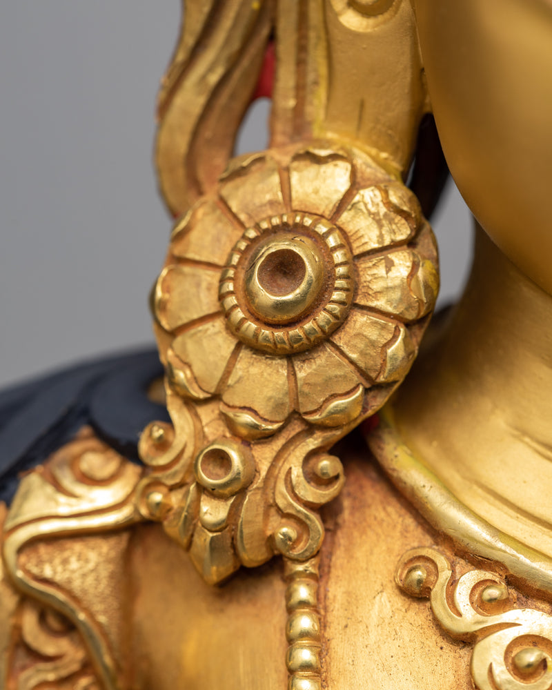 Manjushri | Bodhisattva Statue | Himalayan Statue Coated With Pure 24K Gold