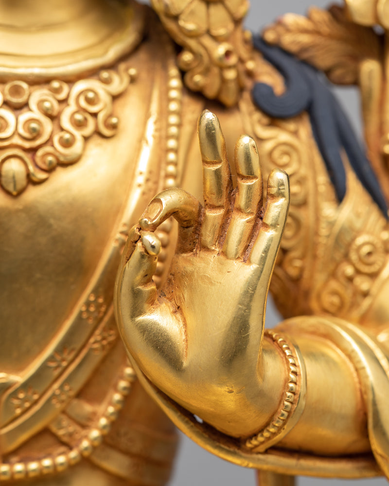 Manjushri | Bodhisattva Statue | Himalayan Statue Coated With Pure 24K Gold