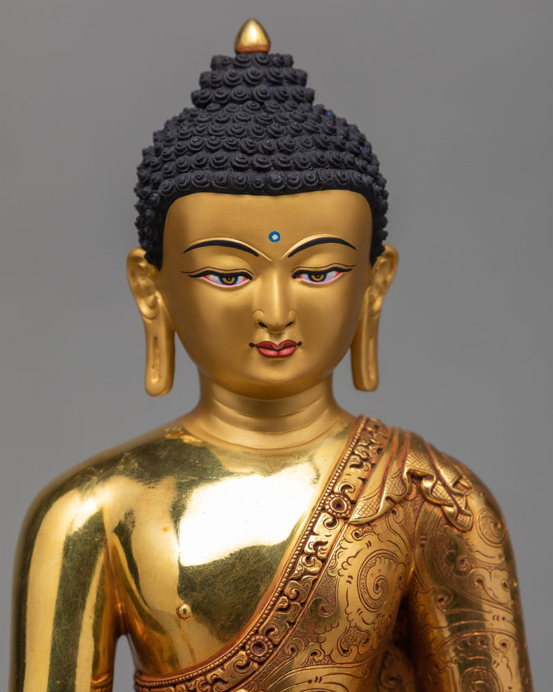 Medicine Buddha Statue, Traditionally Gilded in 24K Gold, Healing Buddha Statue