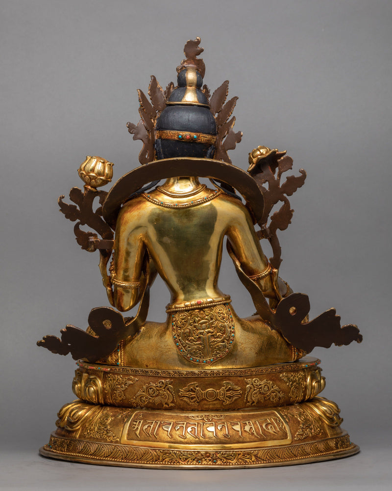 Mother Green Tara | Hand Carved Gold Gilded Statue