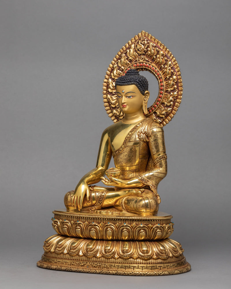 Shakyamuni Buddha Statue, Traditional 24k Gold Buddha Statue, Himalayan Art
