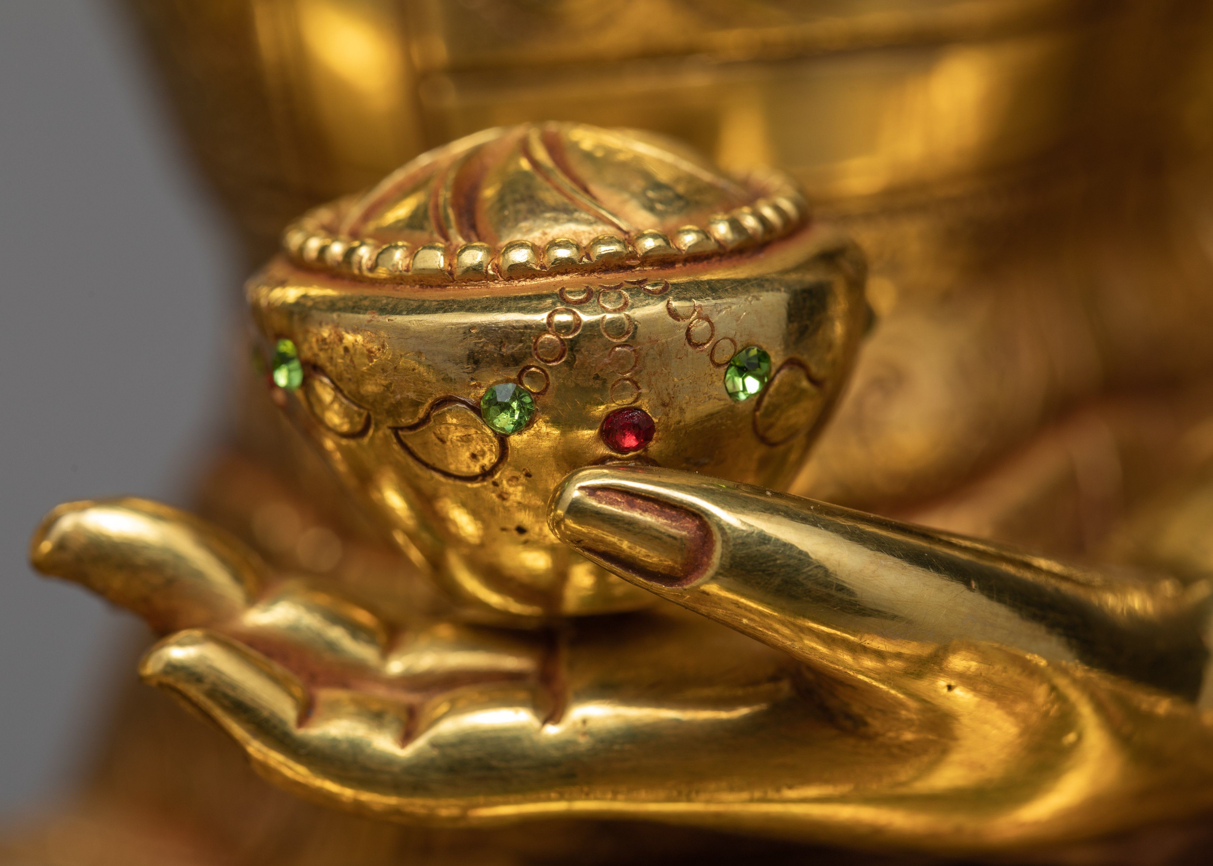 Shakyamuni Buddha Statue, Traditional 24k Gold Buddha Statue, Himalayan Art