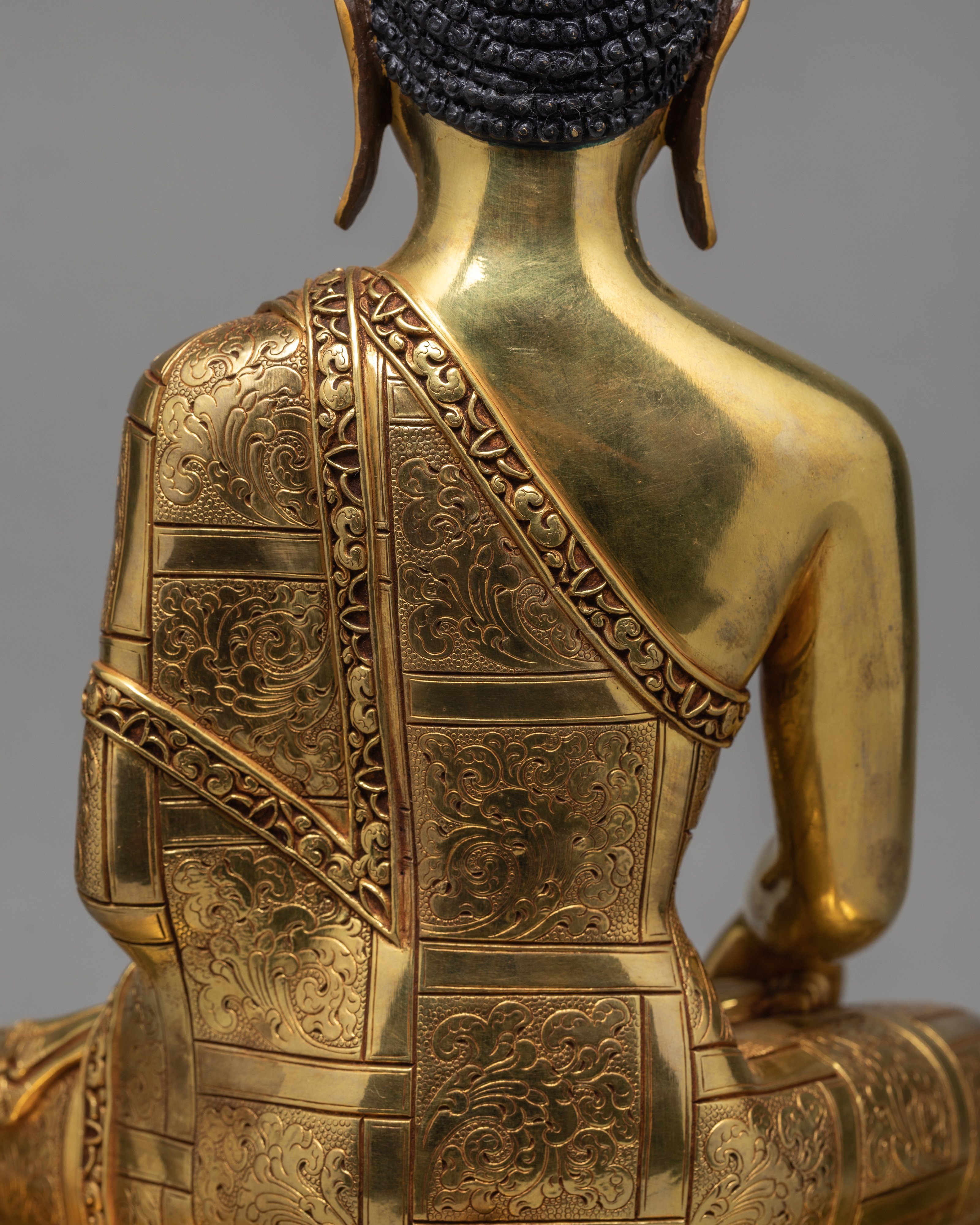 Shakyamuni Buddha Statue, Traditional 24k Gold Buddha Statue, Himalayan Art
