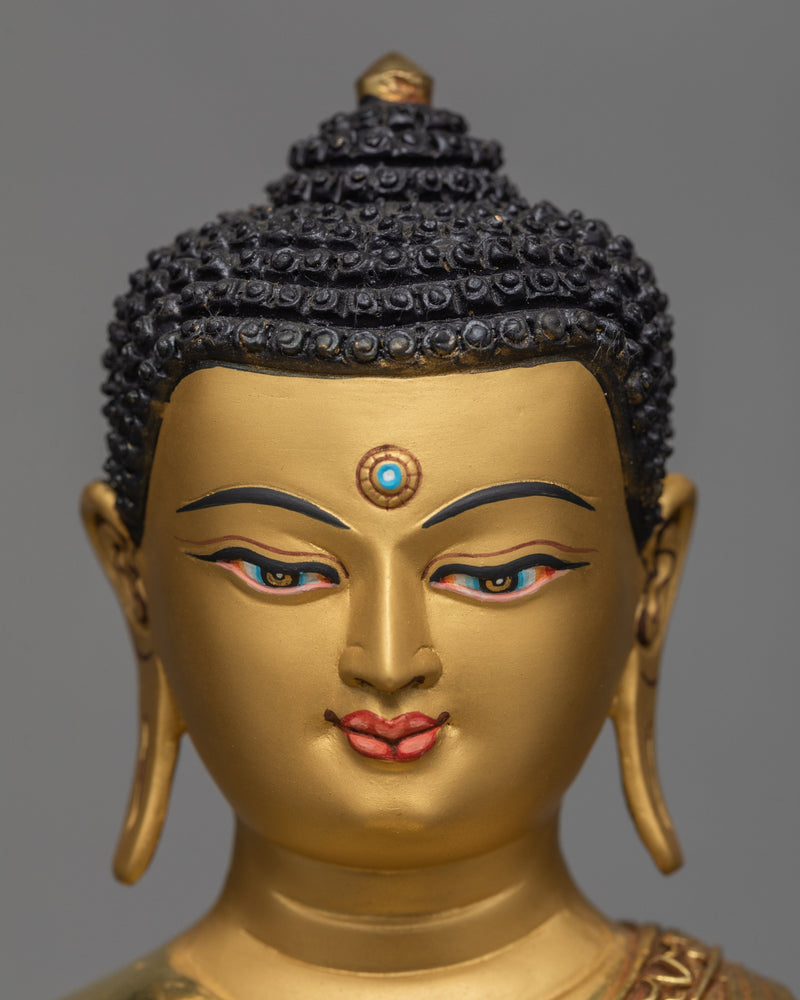 Shakyamuni Buddha Statue, Traditional 24k Gold Buddha Statue, Himalayan Art