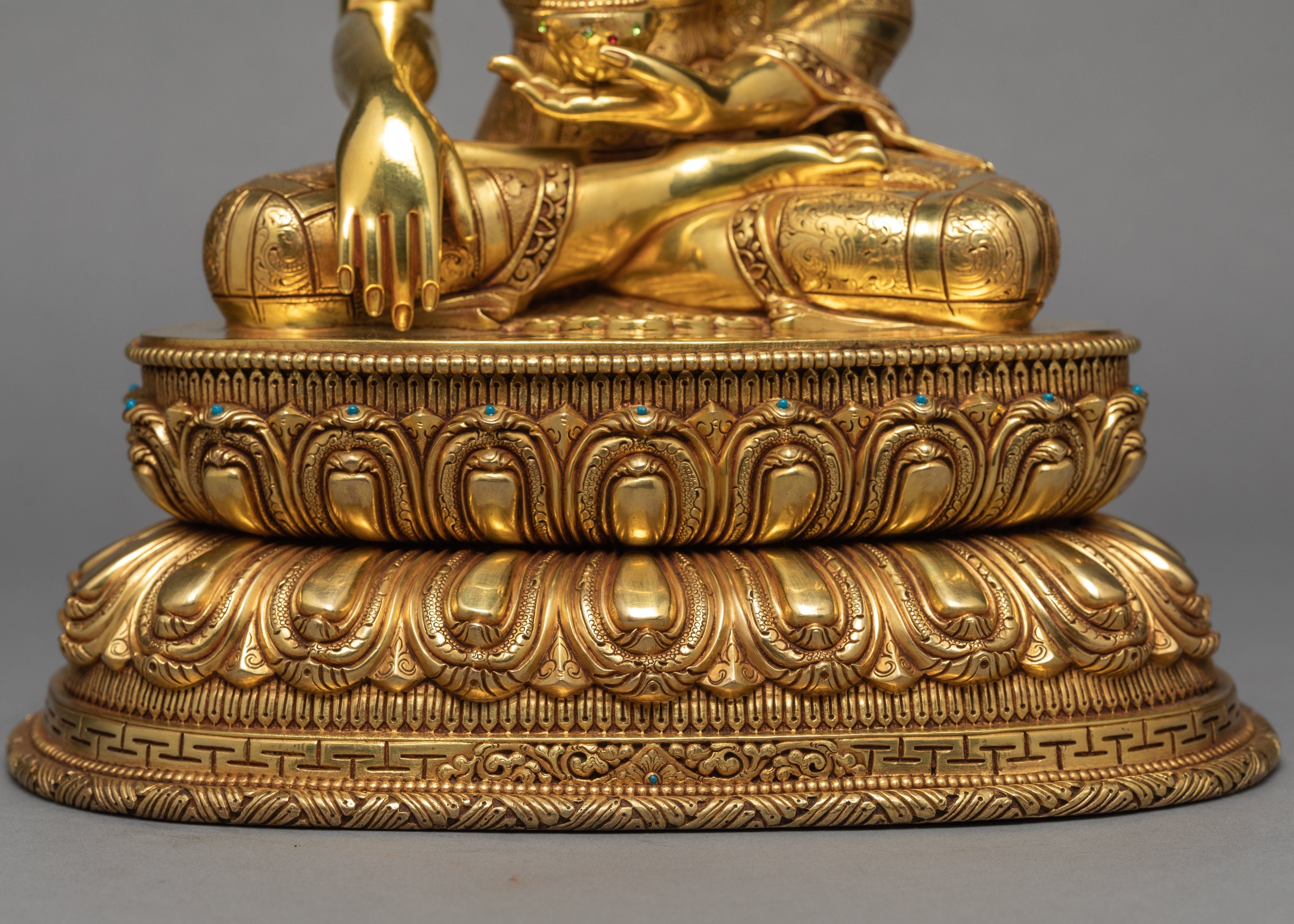 Shakyamuni Buddha Statue, Traditional 24k Gold Buddha Statue, Himalayan Art
